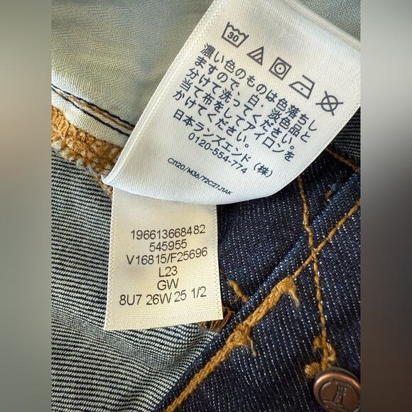 NWT Lands’ End Recover High Rise Button Front Kick Flare Crop Jeans Size 26W - Picture 9 of 12